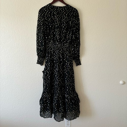 Lilly Pulitzer Cristiana Black & Gold Dot Fil Coup Long Sleeve Midi Dress Size 8 - Picture 8 of 9