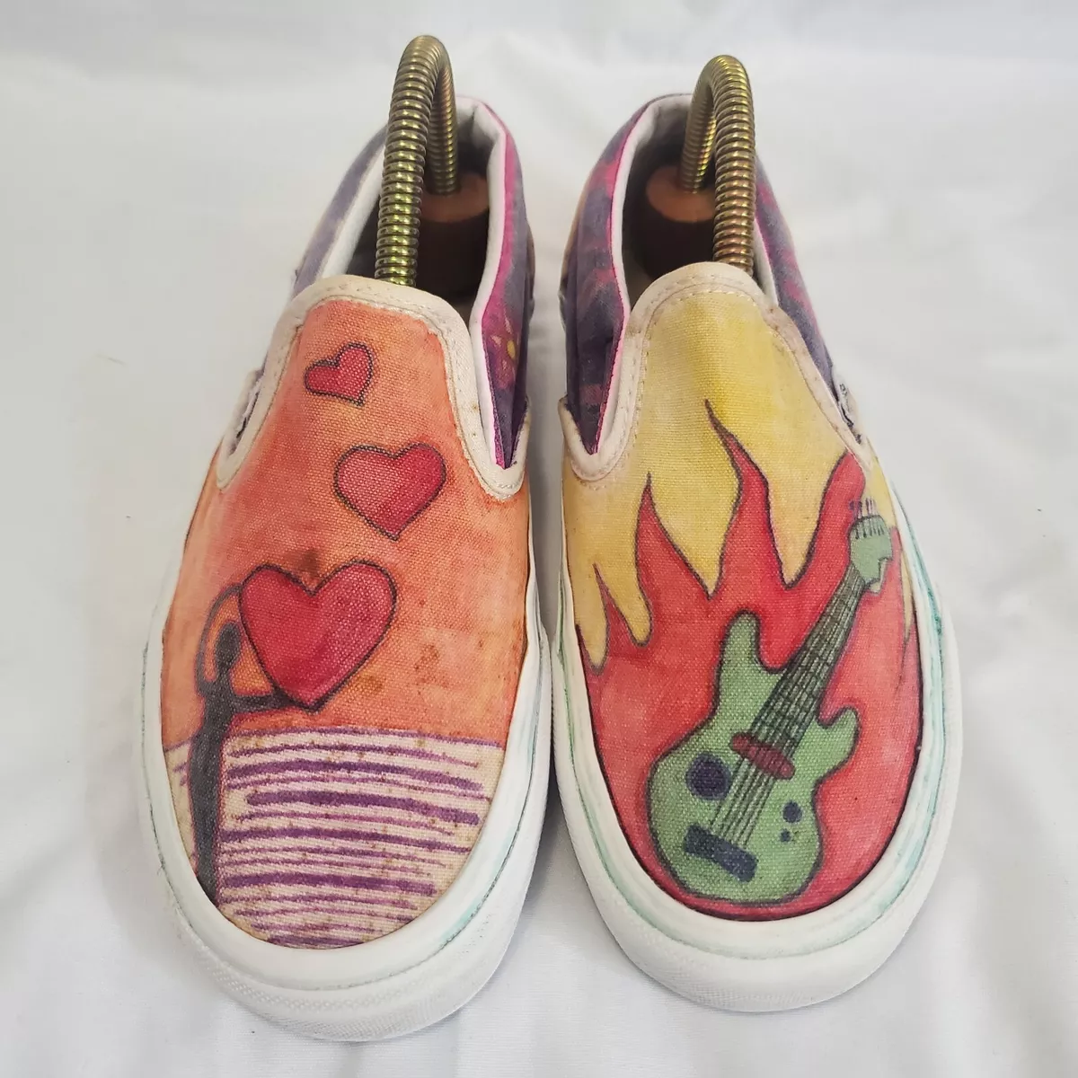 Vans Classic Slip-On Custom Hand Painted Shoes Music Guitar Woman Size 6 | eBay