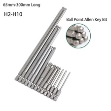 Ball Point Hex Head Screw Driver Bit Set 2-10mm Allen Key Impact Power Drill 1/4