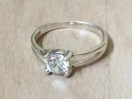 Anillo vintage de plata esterlina 0,925 con circonita talla 7 - Imagen 10 de 10