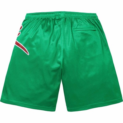 Supreme Big Script Mesh Short SS24 Green Poly Eyelet Gym Shorts 