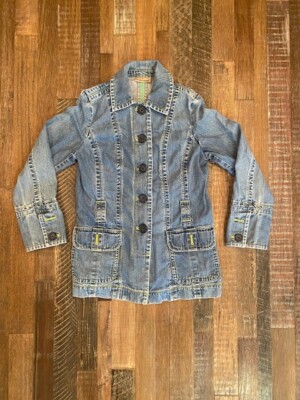 Women's i.e. Relaxed Size M Denim Blue Jean Button Front Jacket Coat