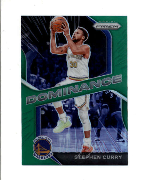 STEPHEN CURRY 2020/21 PANINI PRIZM #24 DOMINANCE GREEN PRIZMS PARALLEL BD4707