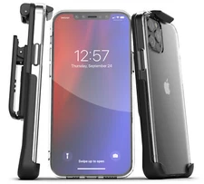 For iPhone 12 Pro / Max / Mini Belt Clip Case Slim Clear Back Cover with Holster