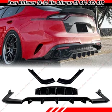 Fits 18-21 Kia Stinger GT GT1 GT2 GTS Gloss Black Rear Diffuser w/ Lip Aprons