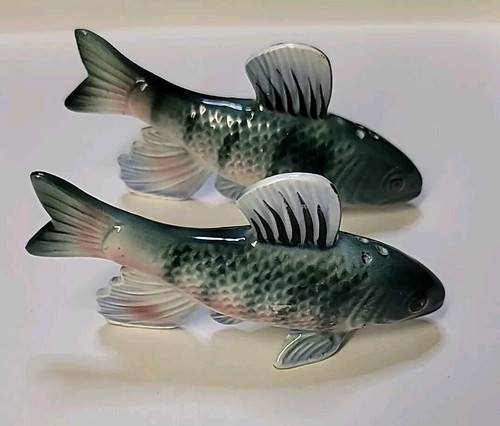 Vintage 1950er Japan GROSSE 5" FISCH SALZSTREUER handbemalt mit KORKEN schön - Bild 5 von 8