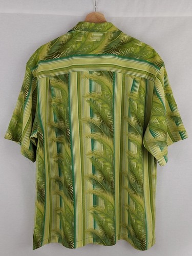 Tommy Bahama Herren Button Down Hemd M Seide grün gestreift Blumen Kurzarm - Bild 5 von 8