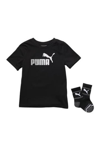 Puma Little Boys Logo Graphic 2-Piece T-Shirt And Socks Set NEW - Picture 2 of 8