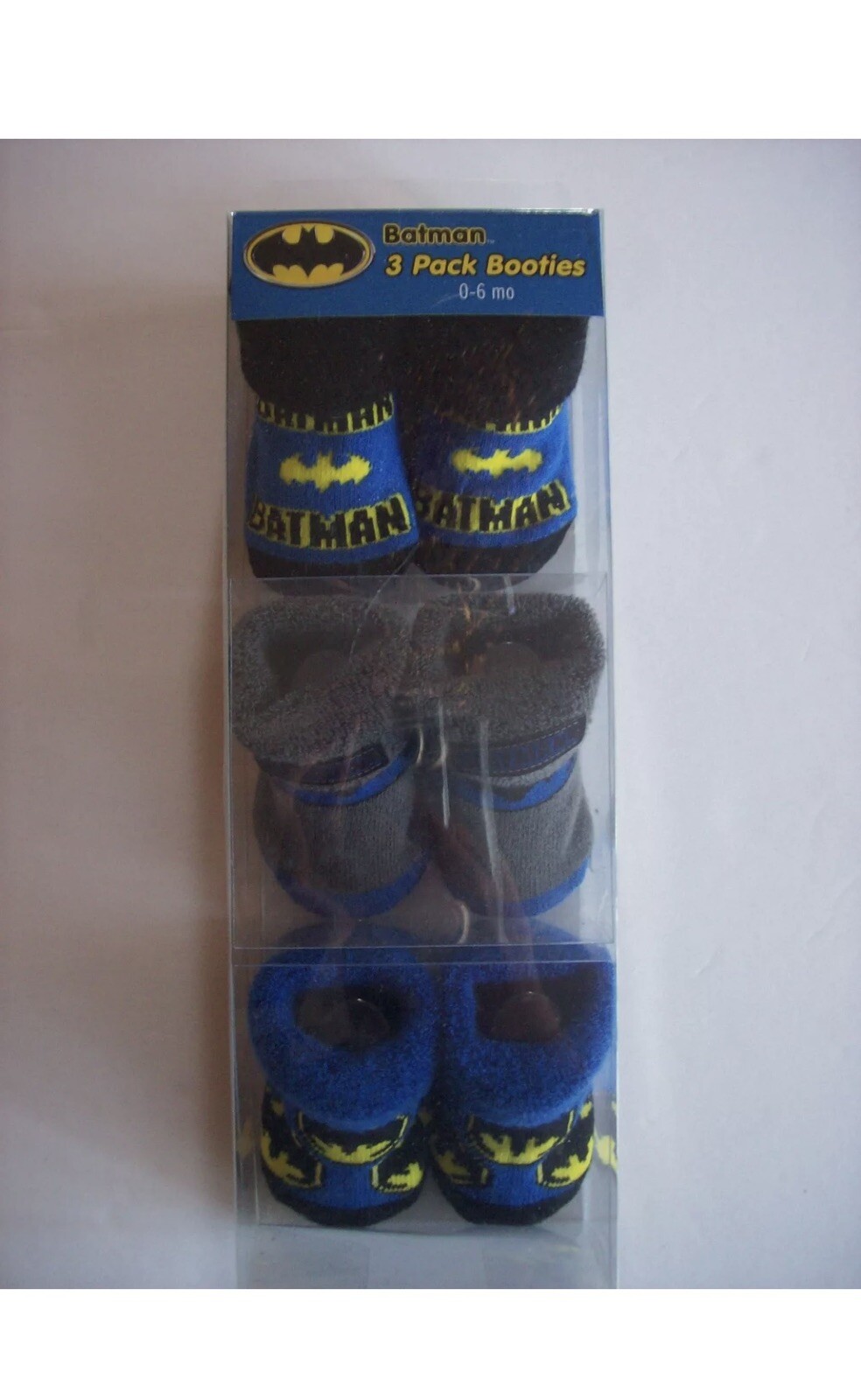 PONY Scarpe culla Batman stivali calzini 3 paia taglia 0 6 Mos blu gra nero yel DC Comics