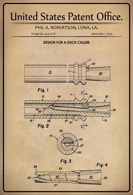 Holzschild 20x30 US Patent Duck Caller Enten Rufer Jagd historisches Motiv    Wa