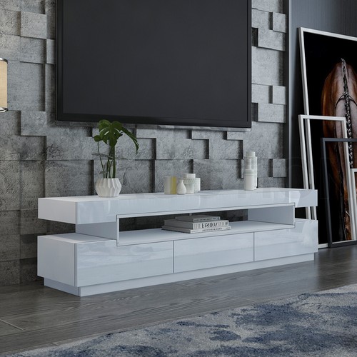 Modern TV Stand Entertainment Side Unit 2 Doors Wooden Storage Cabinet Furniture - Picture 64 of 84