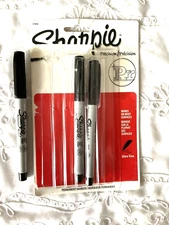 Sharpie Ultra Fine Point Permanent Markers Lot of 3 Black Markers New Opened Pk