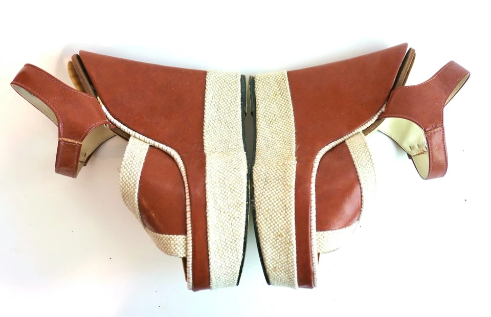 Sandalia con plataforma de cuña de cuero mod vintage años 70 británica Hardy Willis Reino Unido 4,5 Foto 2 de 4