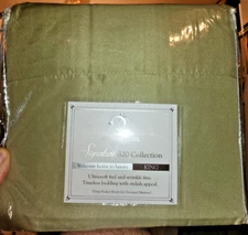 NEW! Clara Clark King Sheet Set 820 Collection No-Iron Oversized Olive