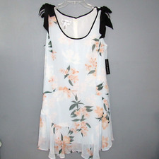 Donna Morgan A-Line Dress Womens 8 Floral Blue Chiffon Lined Brunch Party 