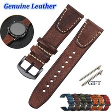 20mm 22mm Classic Genuine Leather Watch Band Strap Quick Release Wristband Men