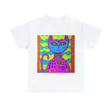 "Pawsome Cat Tee" Abstract Cat Art T Shirt Unisex Heavy Cotton Tee Pet Lover