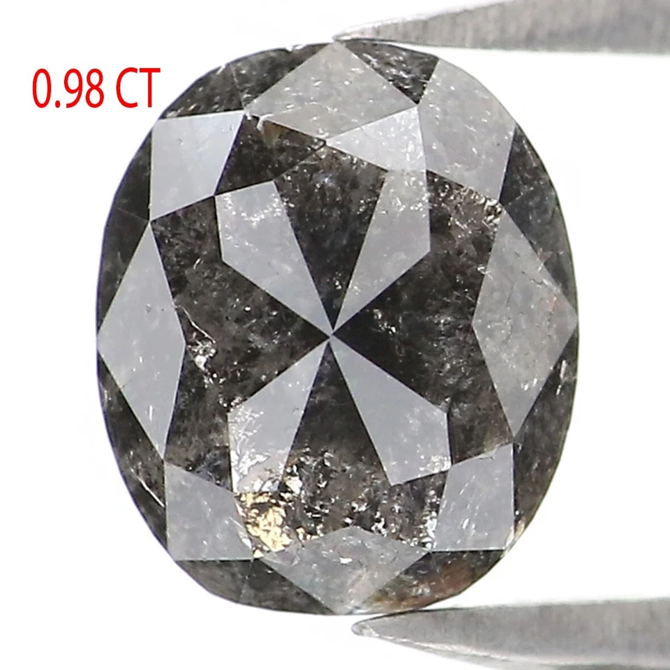 0.98 CT Natural Loose Oval Diamond 6.75 MM Black Grey Color Oval Diamond NQ9490 - image 2 of 4