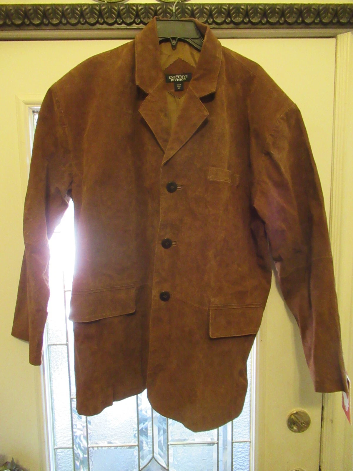Haband Executive Division Jacket Mens XX / 2L Brown Rough Leather Button Up