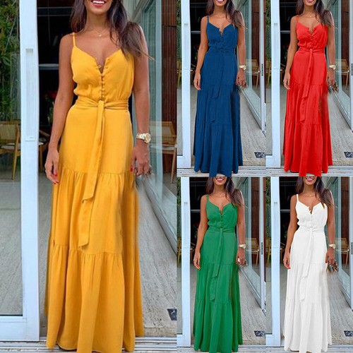 Robe D'été Sans Manches À Col En V Pour Femme Tenue De Plage