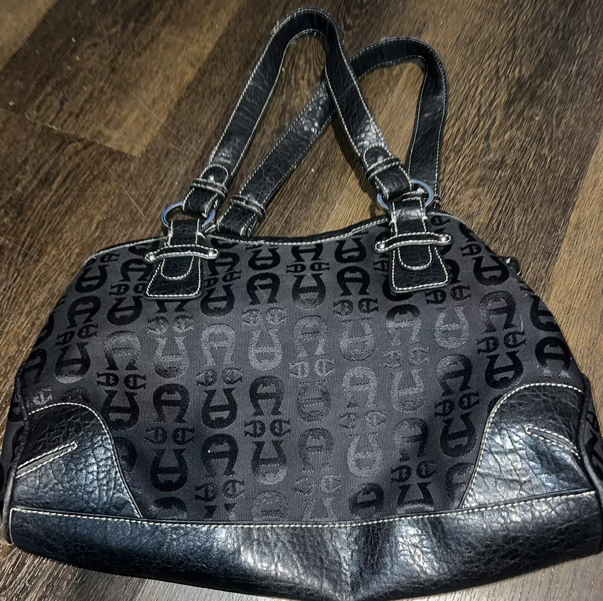Etienne Aigner Black Canvas Tote Shoulder Bag | eBay