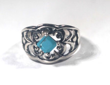 Vintage Southwest Sterling Silver 925 Filigree Turquoise Ring Size 6