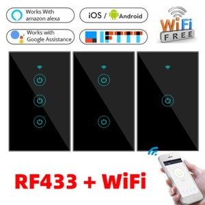 WiFi Smart Light No Neutral Wire Required for Alexa Google APP Switch 1/2/3 Gang