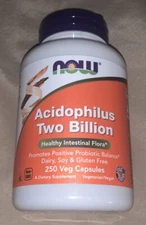 Now Foods Acidophilus Two Billion 250 Veg Capsules Gluten-Free Exp 04/2025