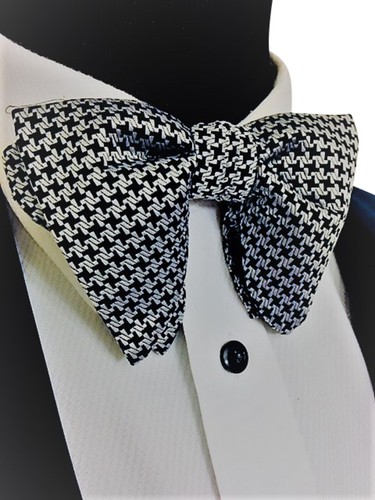 Corbata de moño de gran tamaño para hombre - Houndstooth Bowpatie, pajarita, - Imagen 2 de 2
