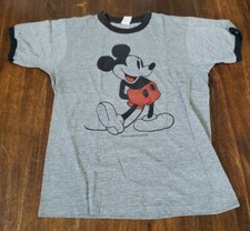 Vintage 1980s Mickey Mouse Ringer T-shirt Made USA Walt Disney Single Stitch M
