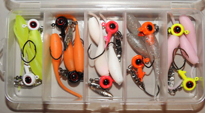 Set of (10) 1/32oz Underspin Crappie Jigs and Bodies(Mixed Colors)Crappie-''NEW''