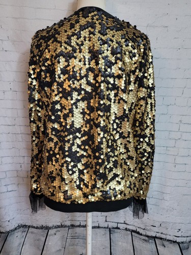 Girls Art Class Gold & Black Paillettes Sequin Blazer Coat Sz XL 14/16 Boutique - Picture 4 of 5