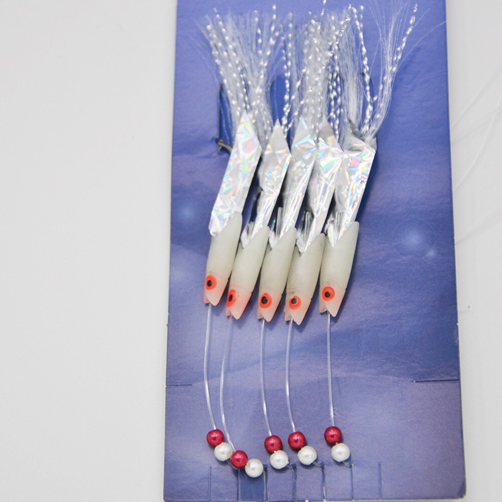 5*Sabiki Soft Fishing Lure Rigs Bait Jigs Lure Feather Lure Herring