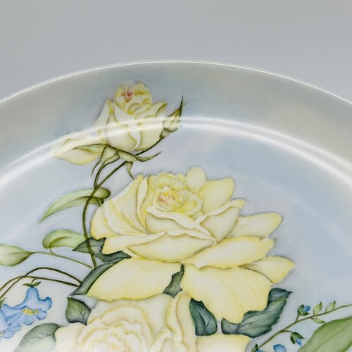 Antique Schumann Bavaria 12”Porcelain Yellow Roses Blue ForgetMeNot Serving Bowl - Picture 14 of 24
