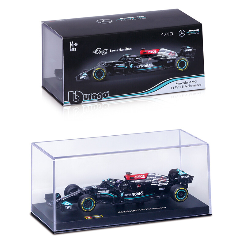 Bburago Mercedes-AMG W12 Modellauto 1:43 | #44 Lewis Hamilton, Schwarz