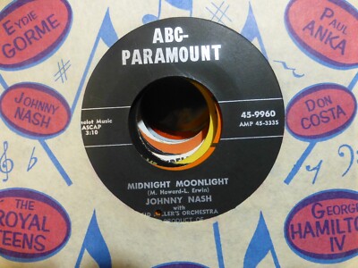 JOHNNY NASH MIDNIGHT MOONLIGHT & ALMOST IN YOUR ARMS ORIGINAL  SOUL    EXC    45