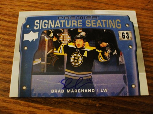 2021-22 UD PREMIER SIGNATURE SEATING BRAD MARCHAND AUTO BRUINS CARD #PSS-BM