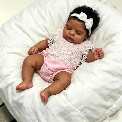 19'' Realistic African American Reborn Baby Girl Doll Lifelike Newborn Vinyl Body