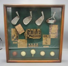 Golf Sports Shadow Box Vintage Replica Golf Balls Clubs and Golf Tributes