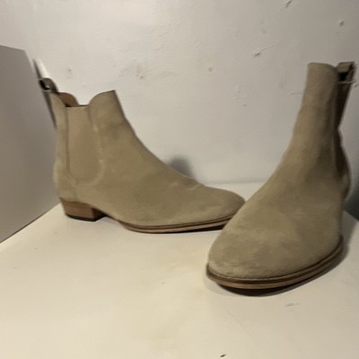 Topman Men s Beige Suede Chelsea Ankle Boots Slip-On Pull Tab Round Toe 11.5