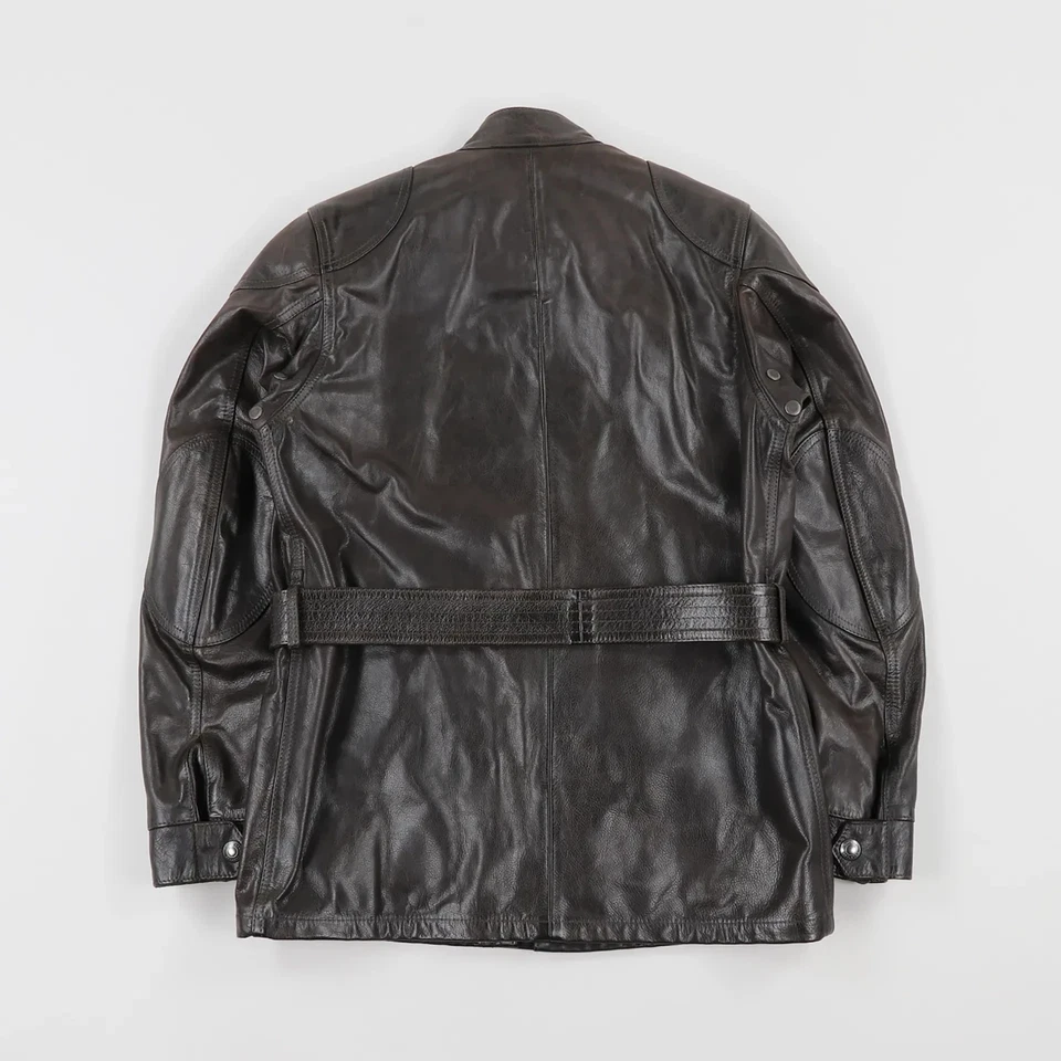 WW II Military Style Men's Genuine Lambskin  Black Leather Coat - Image 2 of 4