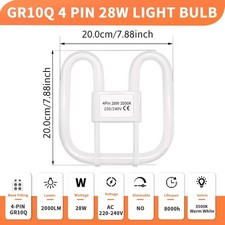 2D Fluorescent CFL Bathroom Light 16W 28W Warm White 2 Pin 4 Pin Lamp GR10q GR8