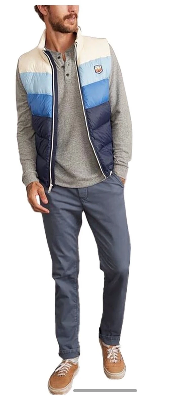 Marine Layer Men’s Archive Boreal Outdoor Puffer Vest Colorblock Blues size Med image 4