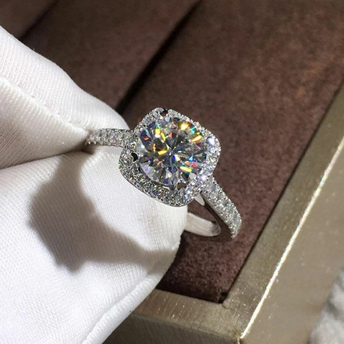 2Ct Round Cut Lab Created Diamond Womens Wedding Ring 14K White Gold ...