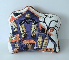Happy Halloween Haunted House Decorative Pillow 12x13 Black Cats Pumpkins   Owl
