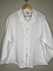 Women's White 100% Cotton Button Front Layering Lagenlook Resort Top  Large