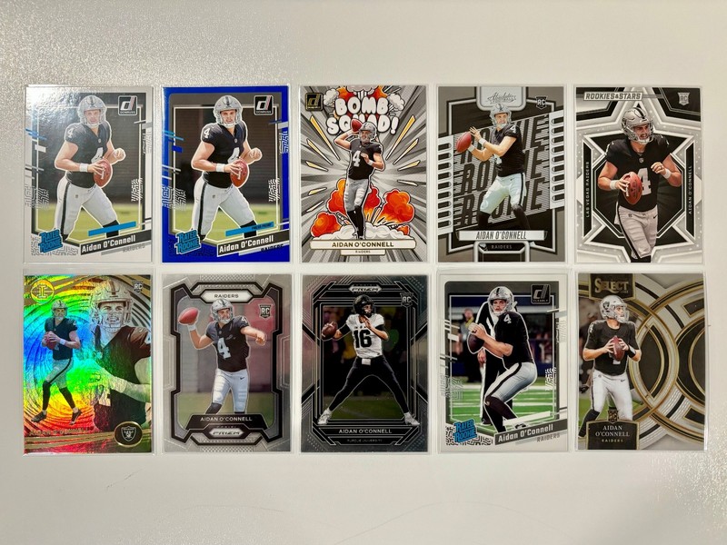 Aidan O'Connell Rookie Card RC LOT OF 10! Press Proof Blue Bomb Squad Prizm +++