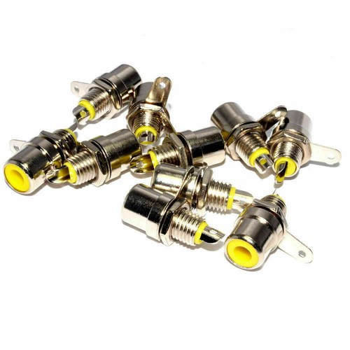10 x Yellow Phono RCA Chassis Socket Solder Terminal End - Afbeelding 2 van 3