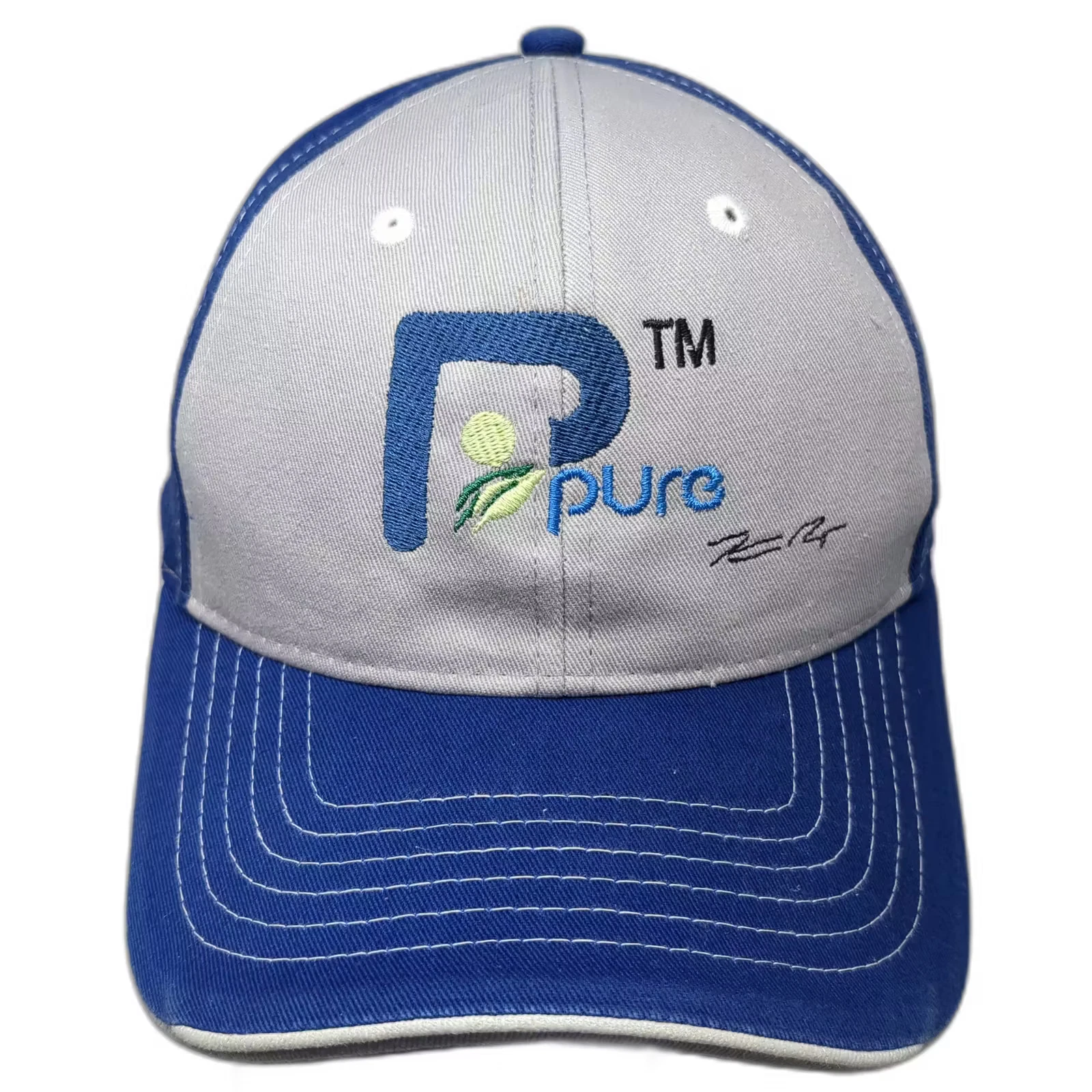 Sportsman Baseball Cap Blue Gray OS Pure Logo Embroidered Slideback Strap Hat