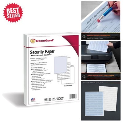 Multi-Purpose Security Paper - 500 Sheets, 7 Features for Complete Fraud Control